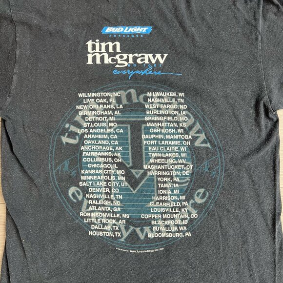 Vintage 90s Tim McGraw Everywhere Tour Double Sided Concert T-Shirt Size L - Picture 2 of 4